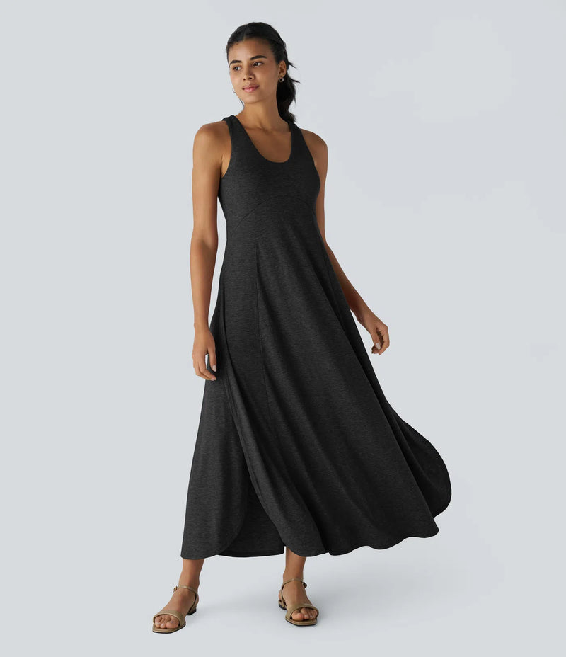 Luna - Flowy Split Backless Dress