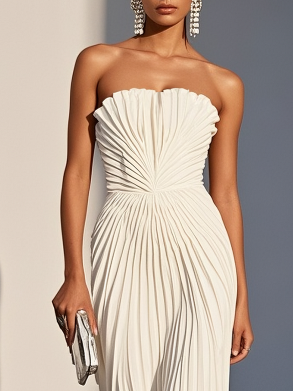 Coral - Pleated Classic Maxi Dress