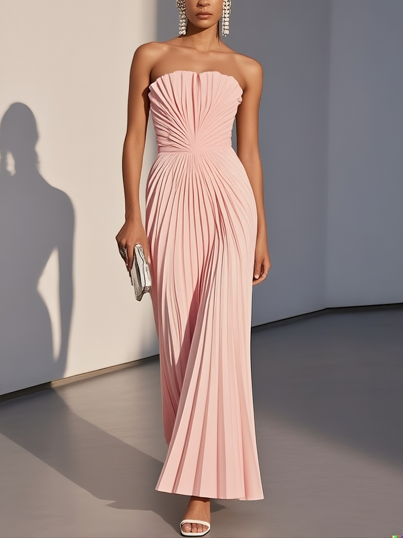 Coral - Pleated Classic Maxi Dress