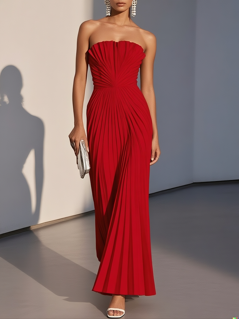 Coral - Pleated Classic Maxi Dress
