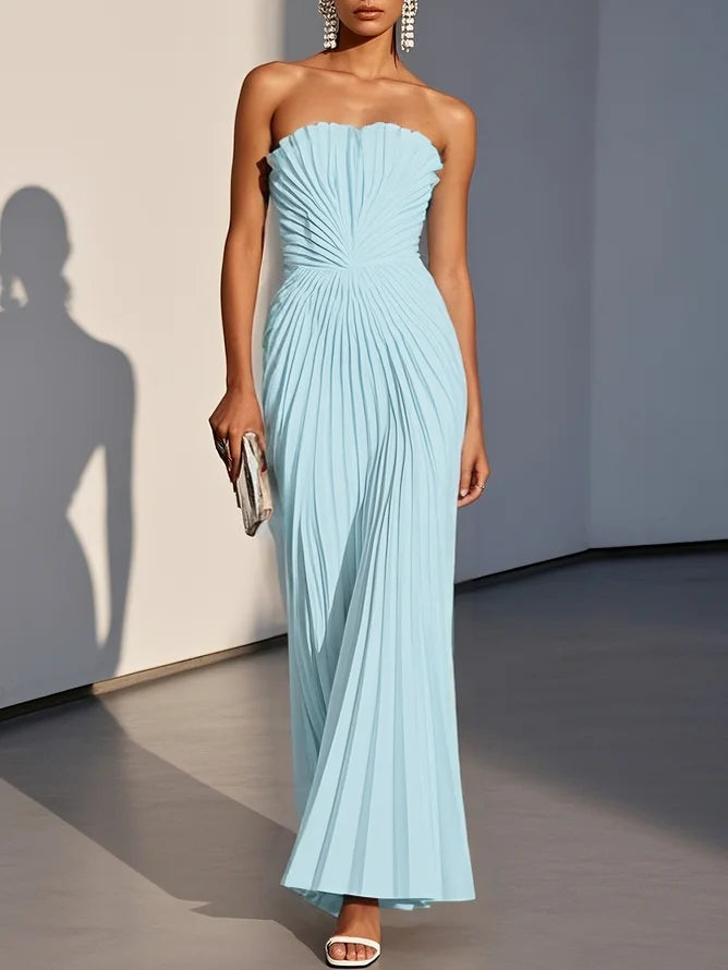 Coral - Pleated Classic Maxi Dress