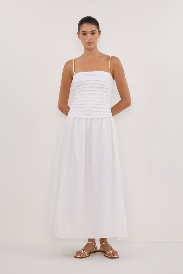 Reena - Elegant White Midi Dress