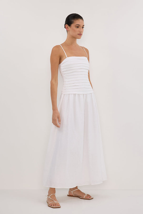 Reena - Elegant White Midi Dress