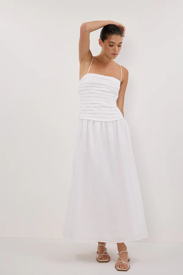 Reena - Elegant White Midi Dress