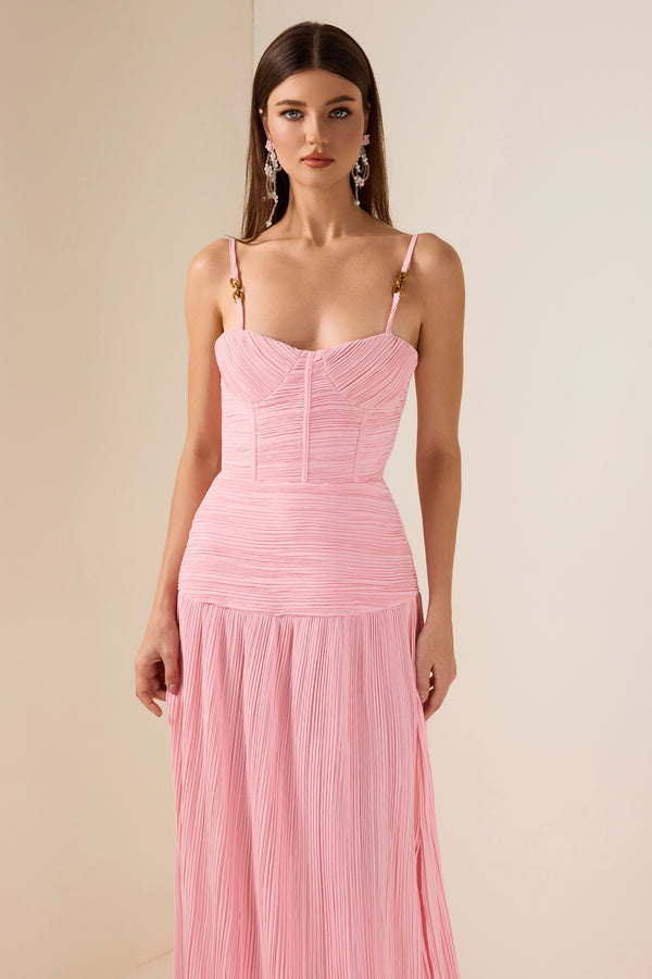 Isolde - Solid Pleated Sleeveless Dress