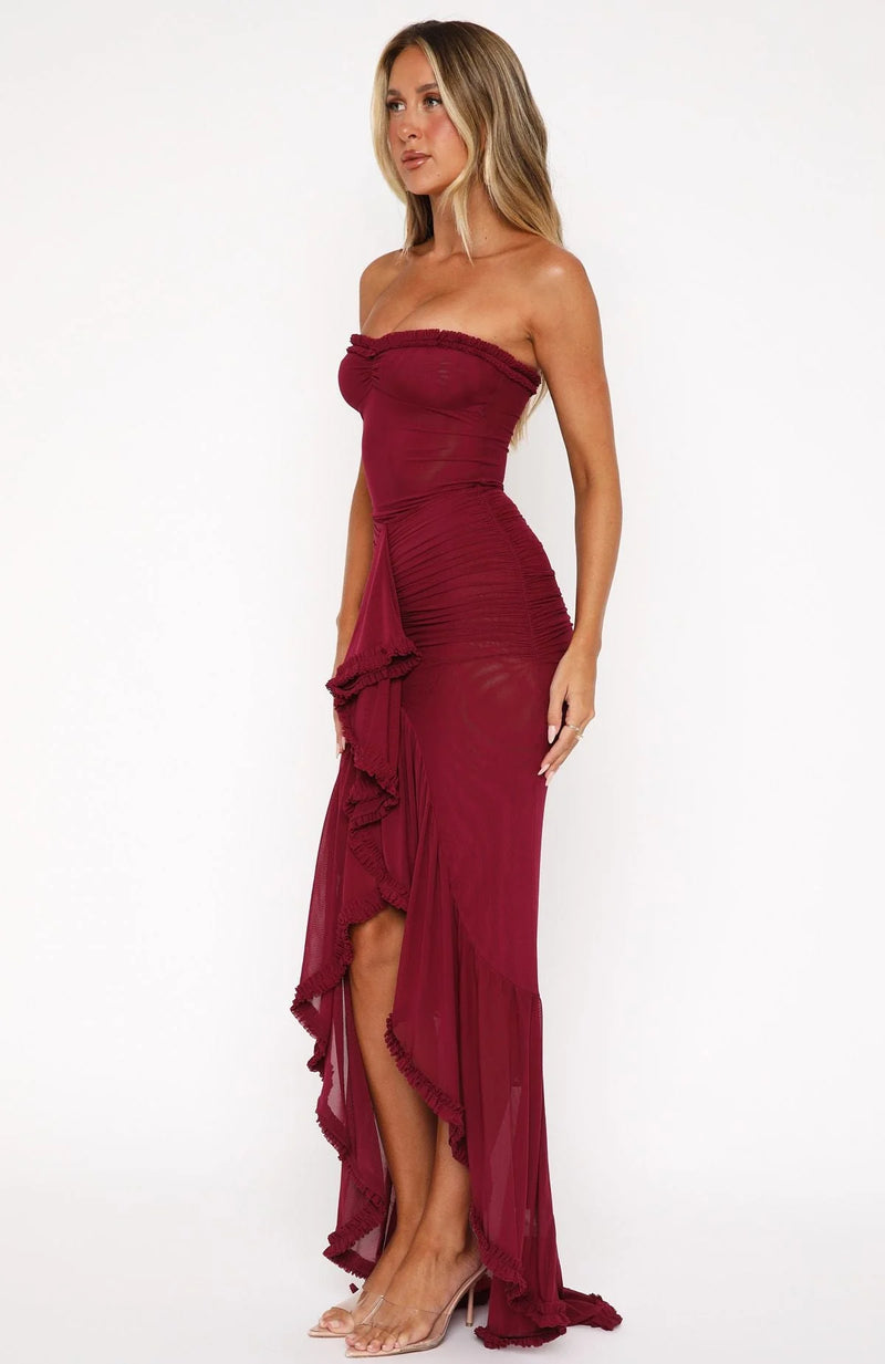 Ella - Burgundy Elegant Dress