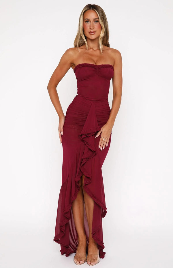 Ella - Burgundy Elegant Dress