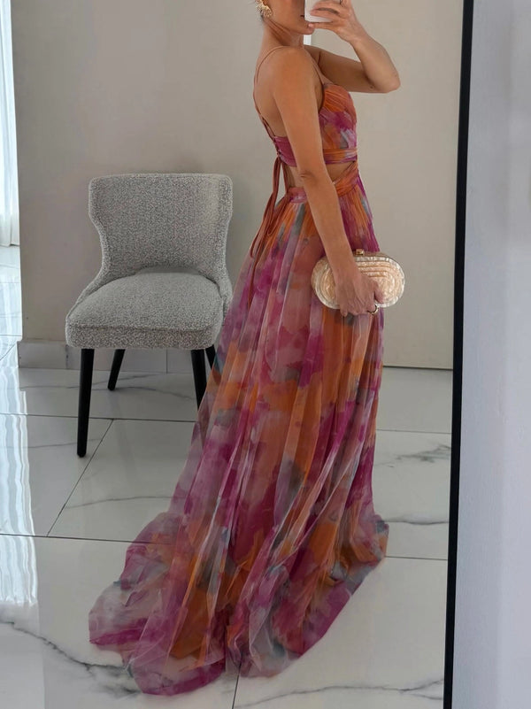 Emily - Floral Painted Print Dress