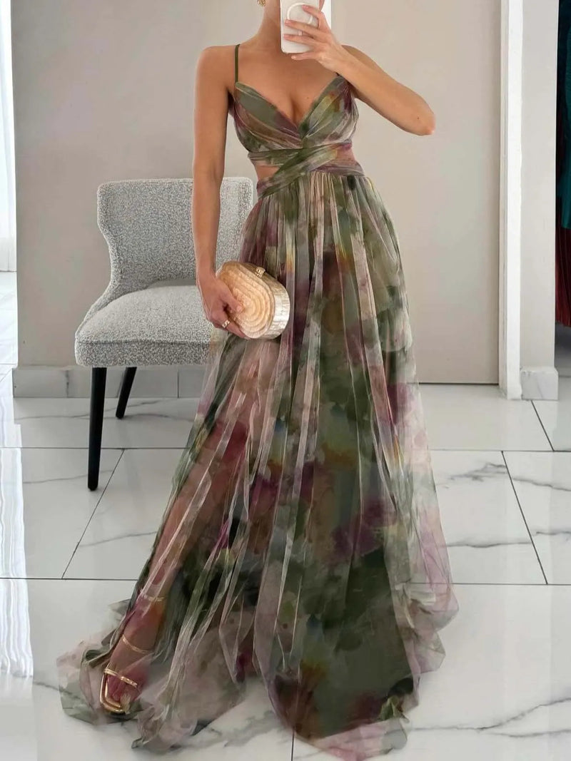 Emily - Floral Painted Print Dress