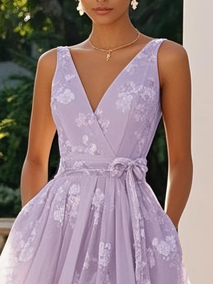 Emma - Embroidered V Neck Sleeveless Dress