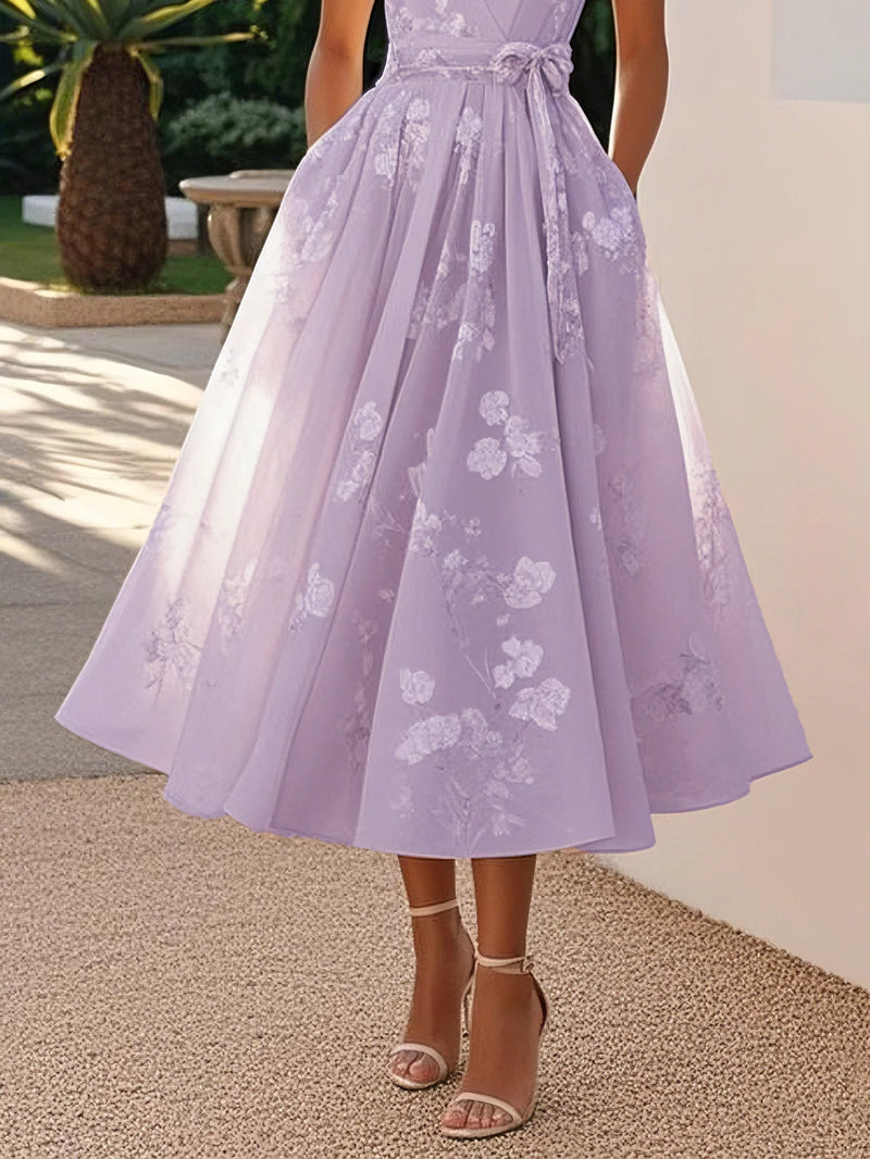 Emma - Embroidered V Neck Sleeveless Dress