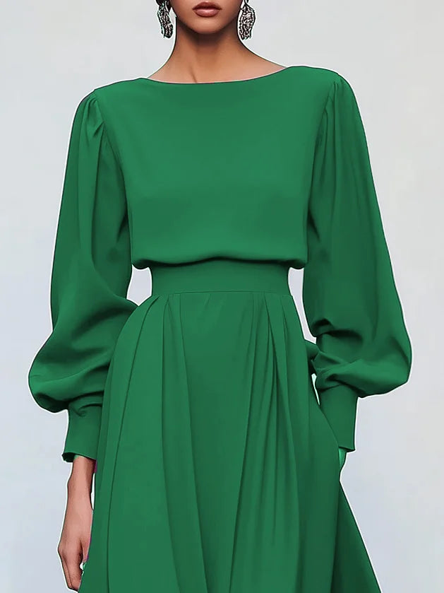 Evelyn - Asymmetric Boat Neck Dress