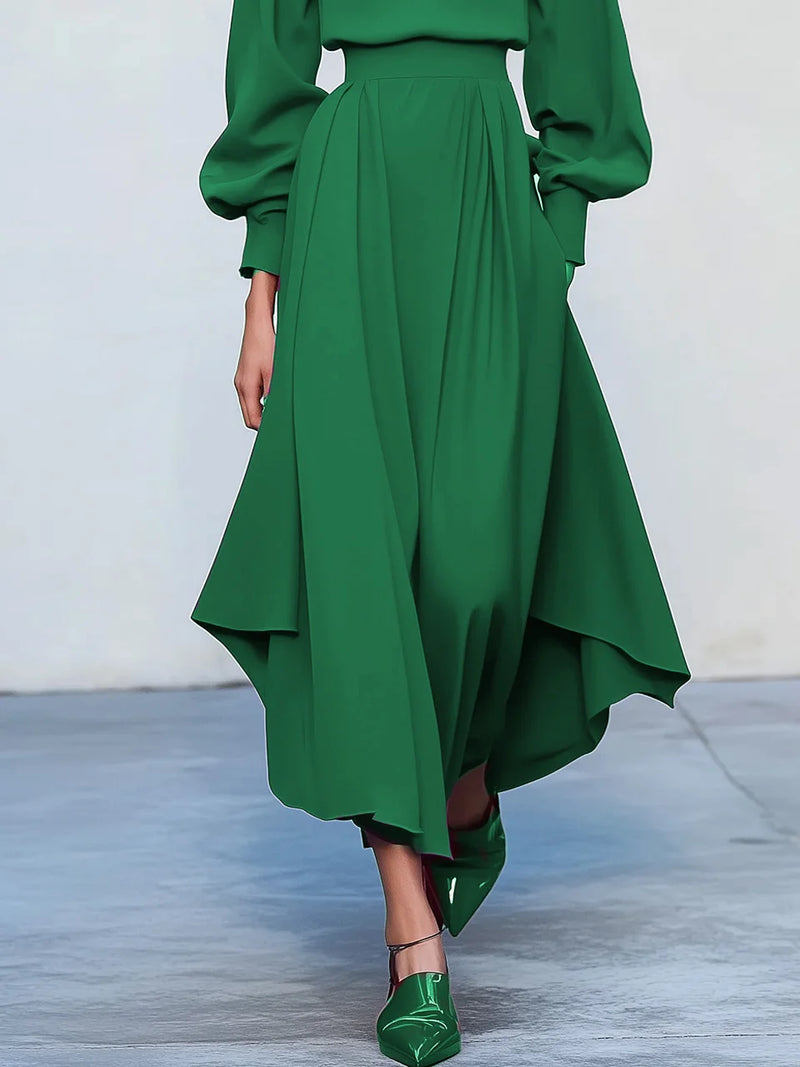 Evelyn - Asymmetric Boat Neck Dress
