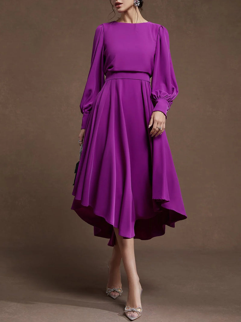Evelyn - Asymmetric Boat Neck Dress