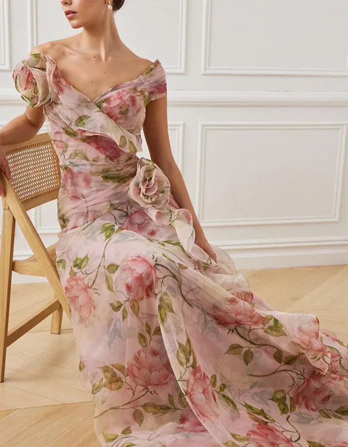 Florica - Pink Floral Organza Dress