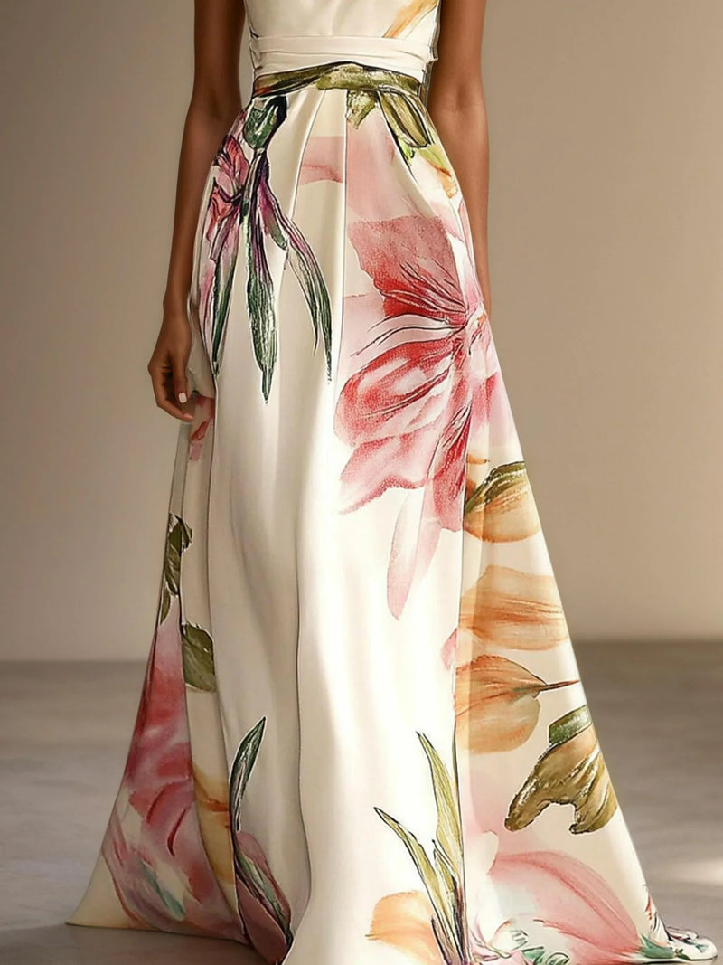 Gianna - Floral Satin Maxi Dres