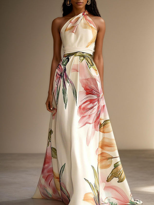 Gianna - Floral Satin Maxi Dres