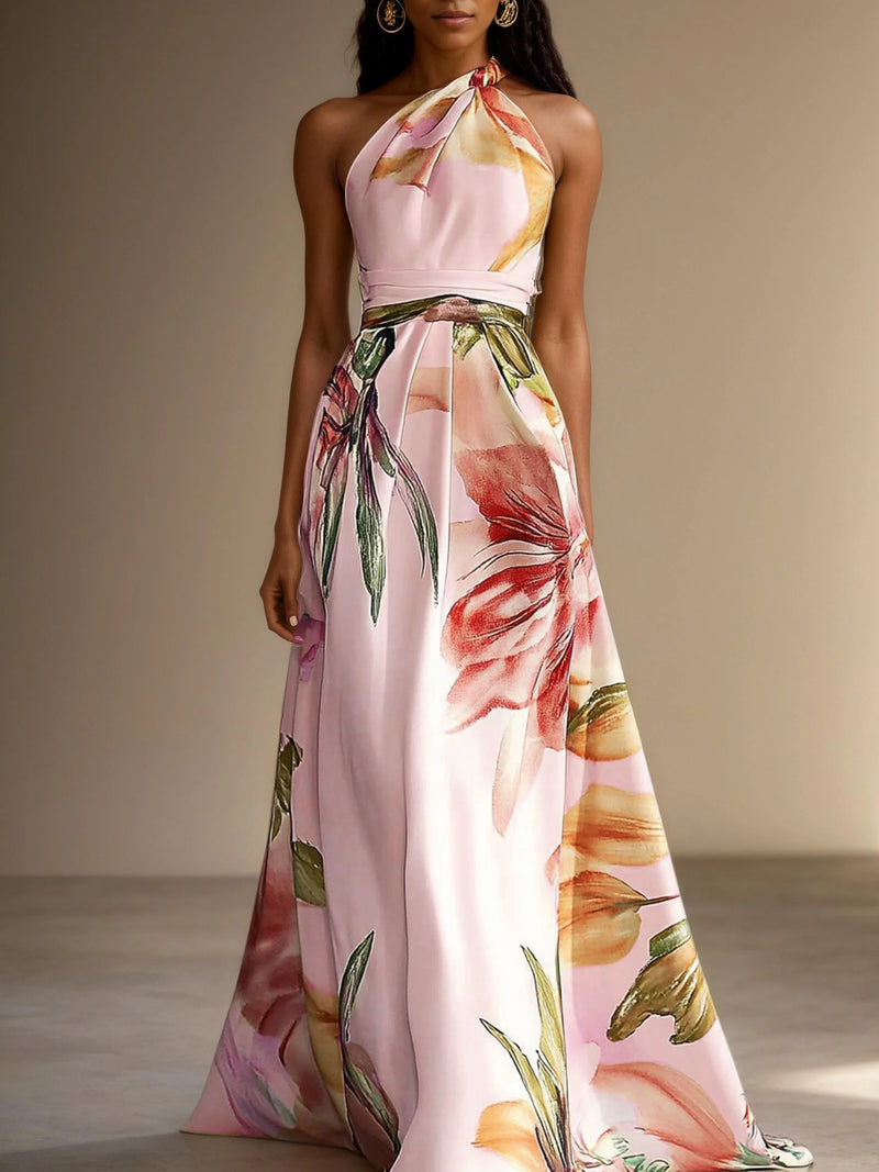 Gianna - Floral Satin Maxi Dres