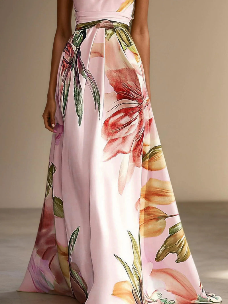 Gianna - Floral Satin Maxi Dres