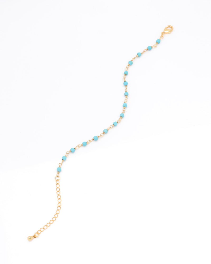 Elara Blue Gold Boho Bead Bracelet