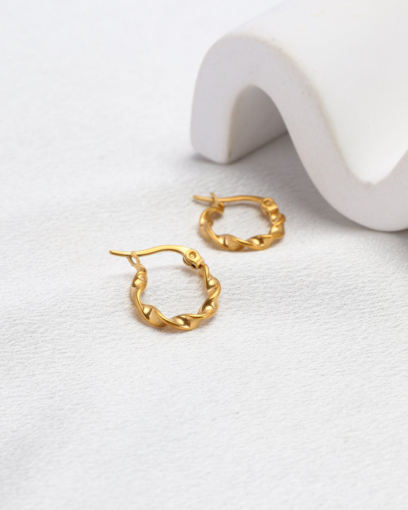 Josephine Gold Small Twist Hoop Earrings