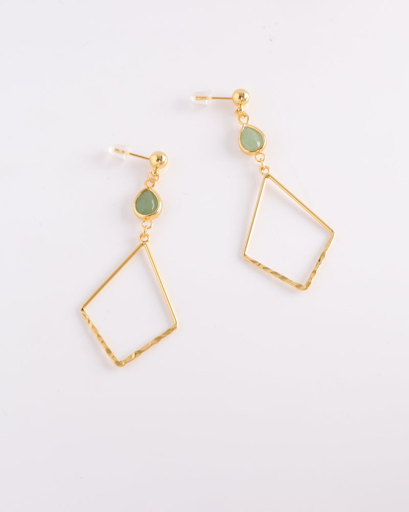 Zelena Green Crystal Gold Earrings