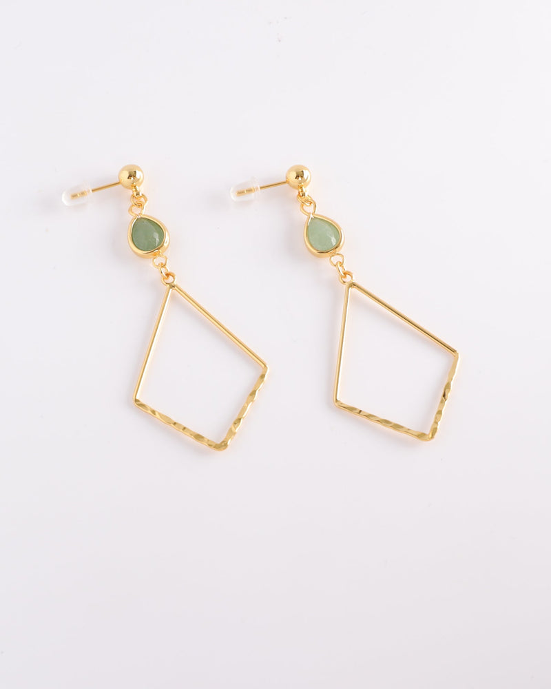 Zelena Green Crystal Gold Earrings