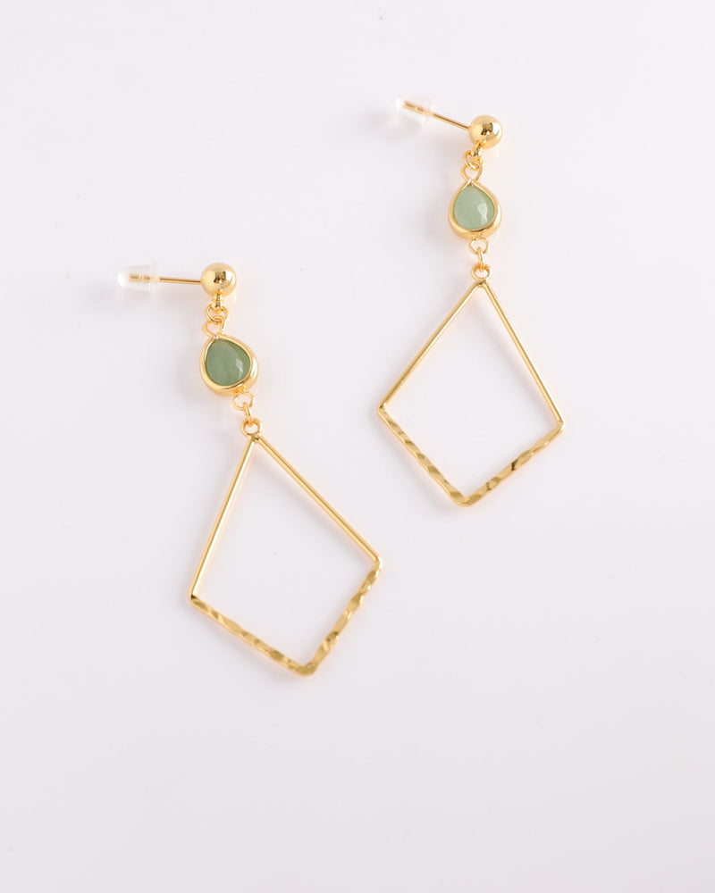 Zelena Green Crystal Gold Earrings
