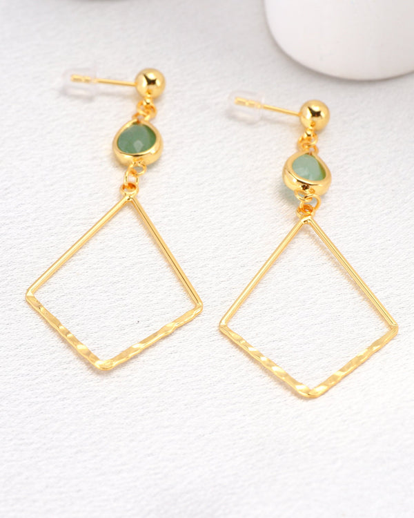 Zelena Green Crystal Gold Earrings