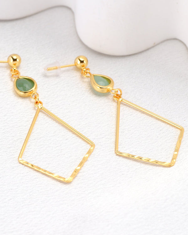 Zelena Green Crystal Gold Earrings