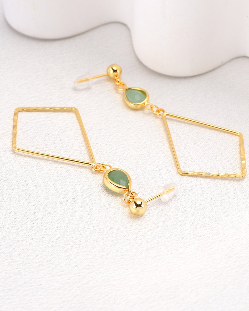 Zelena Green Crystal Gold Earrings