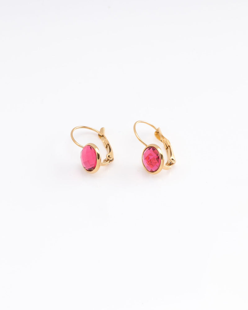 Jemima Pink Crystal Gold Earrings
