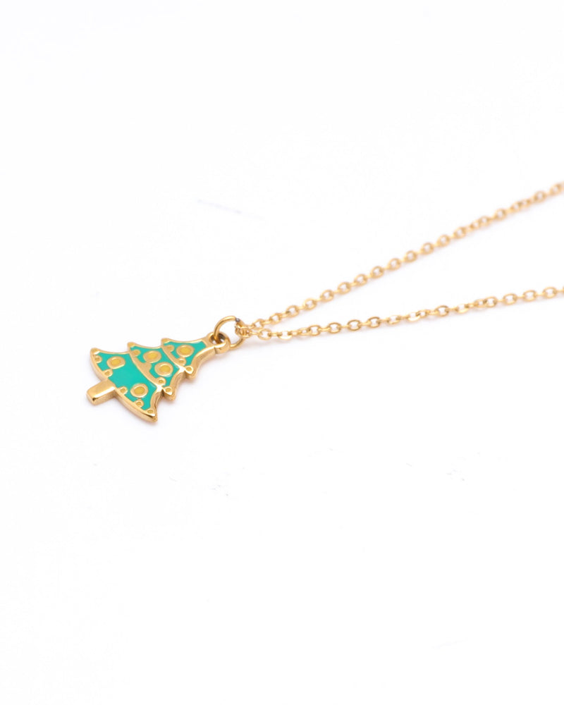 Jingle Green Christmas Tree Pendant Necklace