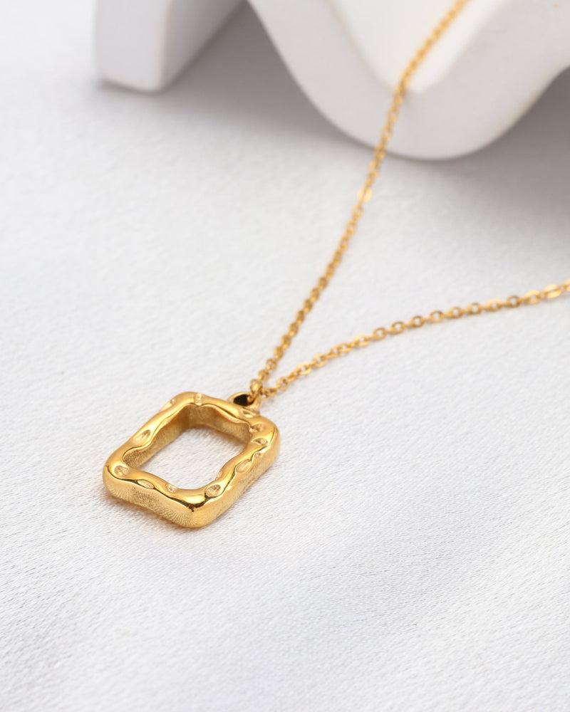Ellinia Gold Irregular Rectangle Pendant Necklace