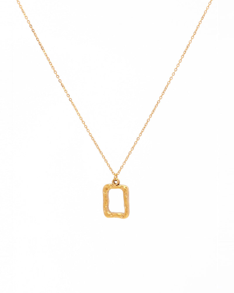 Ellinia Gold Irregular Rectangle Pendant Necklace