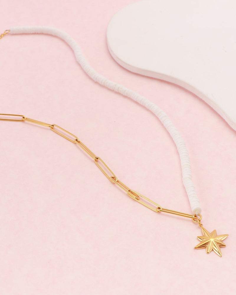 Astra Gold Star Shell and Chain Necklace