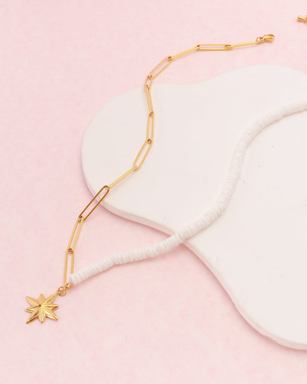 Astra Gold Star Shell and Chain Necklace