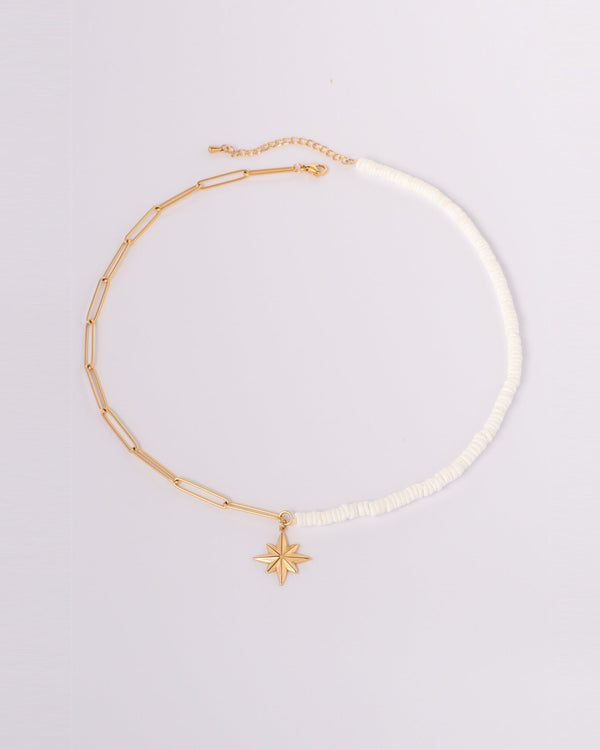 Astra Gold Star Shell and Chain Necklace