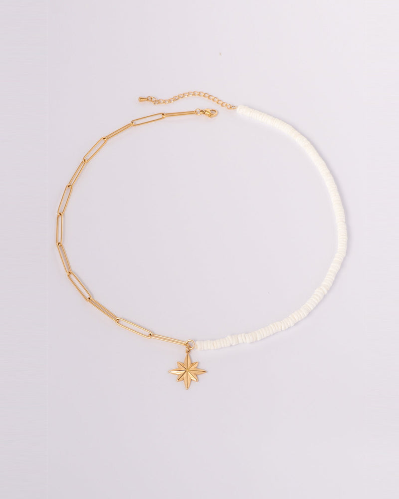Astra Gold Star Shell and Chain Necklace