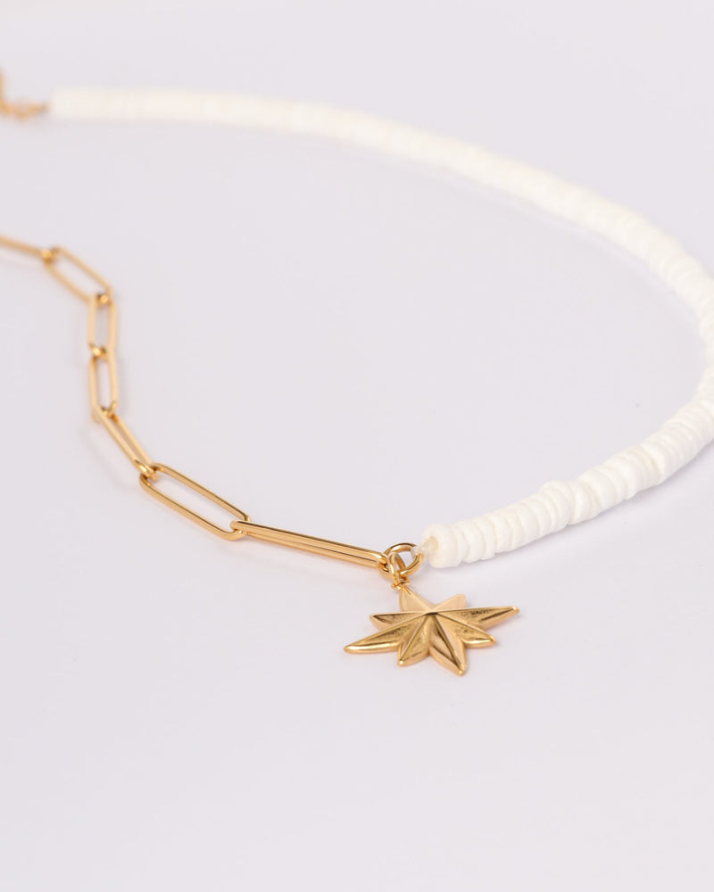 Astra Gold Star Shell and Chain Necklace