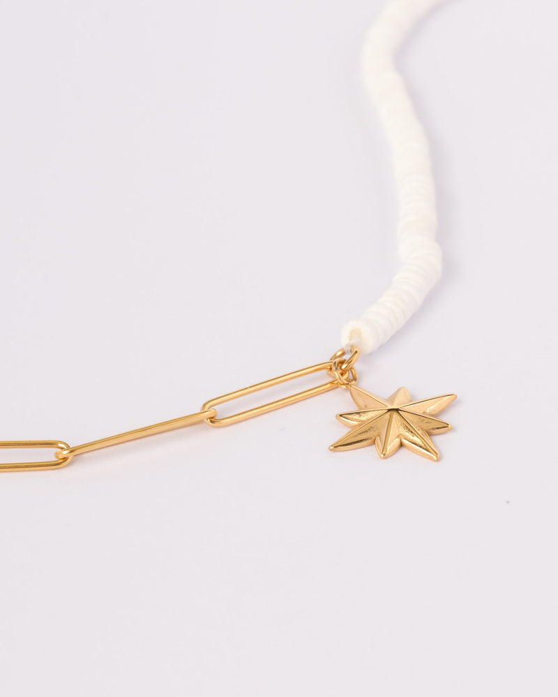 Astra Gold Star Shell and Chain Necklace