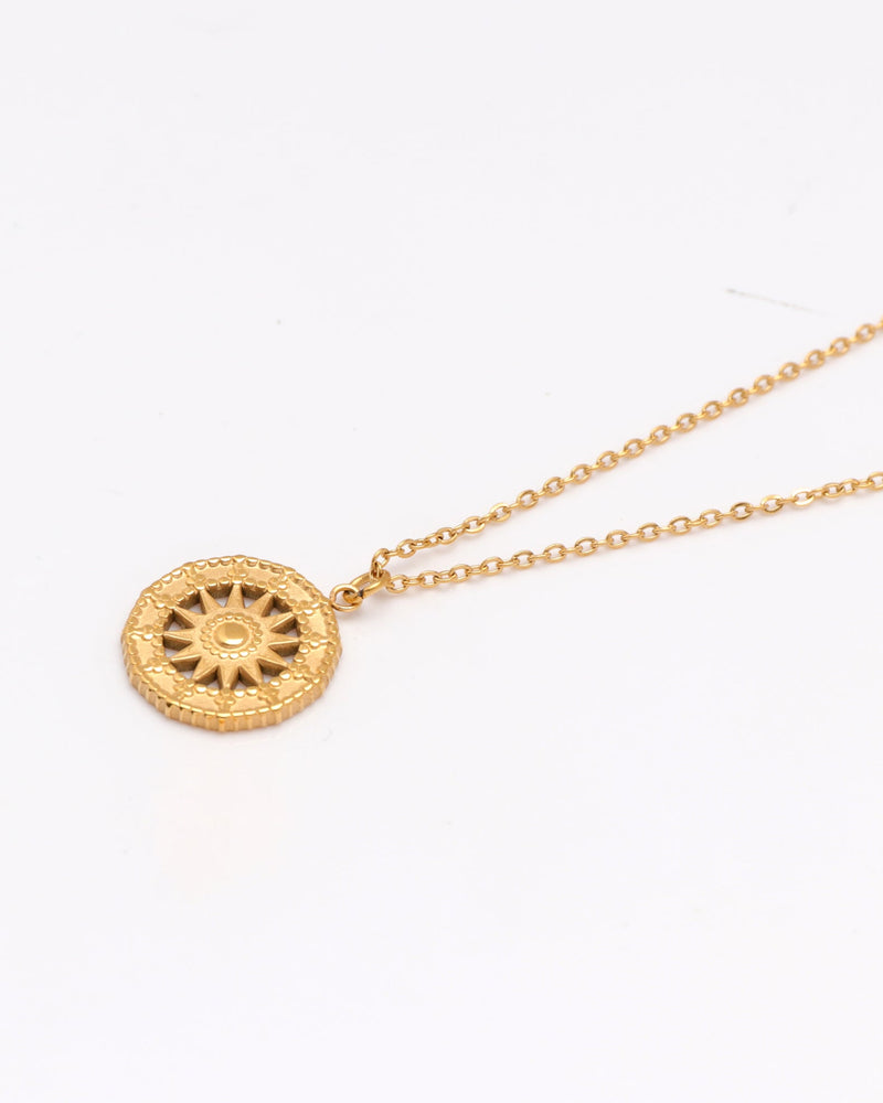 Soleil Gold Boho Sun Pendant Necklace