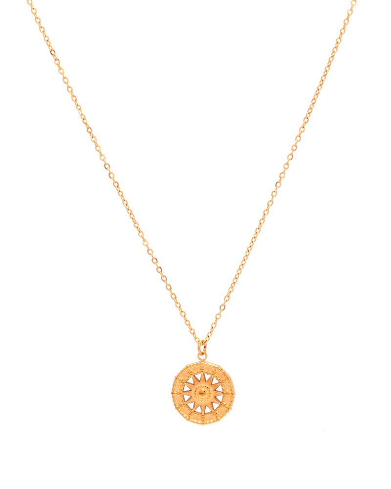 Soleil Gold Boho Sun Pendant Necklace