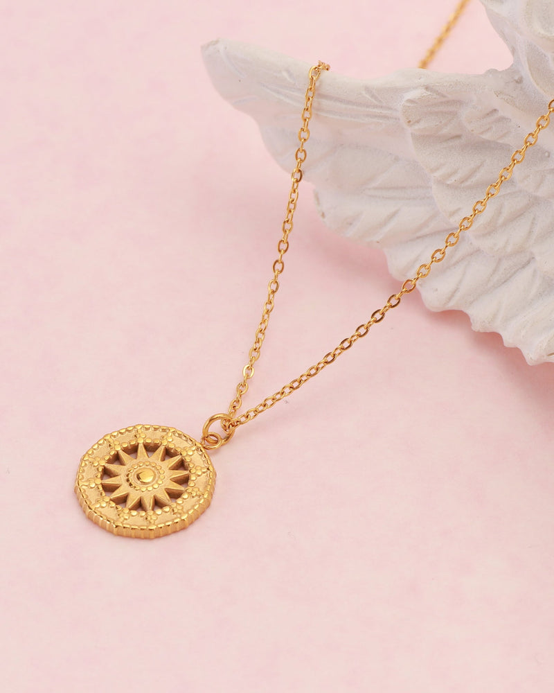 Soleil Gold Boho Sun Pendant Necklace