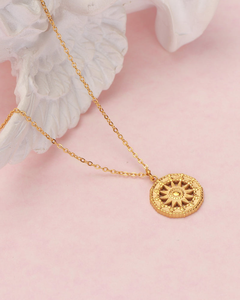 Soleil Gold Boho Sun Pendant Necklace