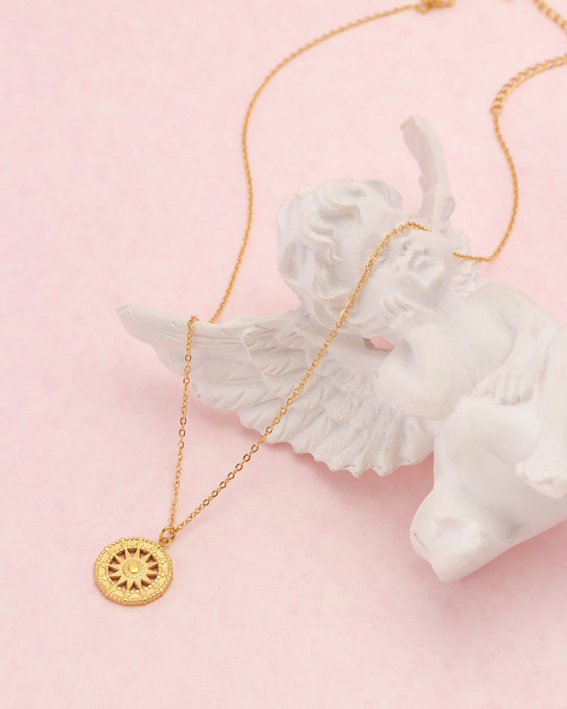 Soleil Gold Boho Sun Pendant Necklace