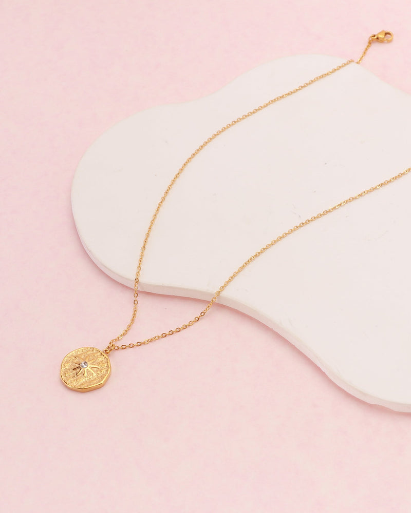 Celestia Gold Star Coin Zirconia Necklace