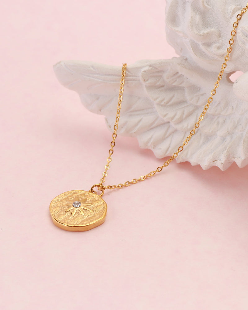 Celestia Gold Star Coin Zirconia Necklace