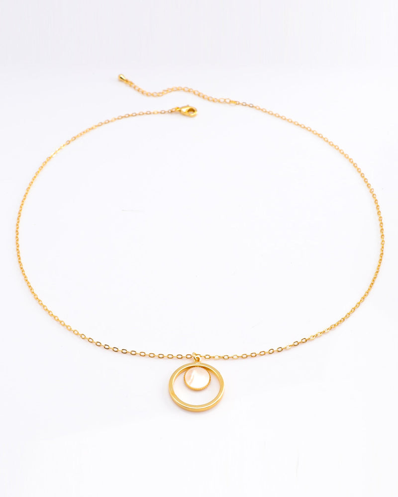 Perla Gold Circle Shell Pendant Necklace