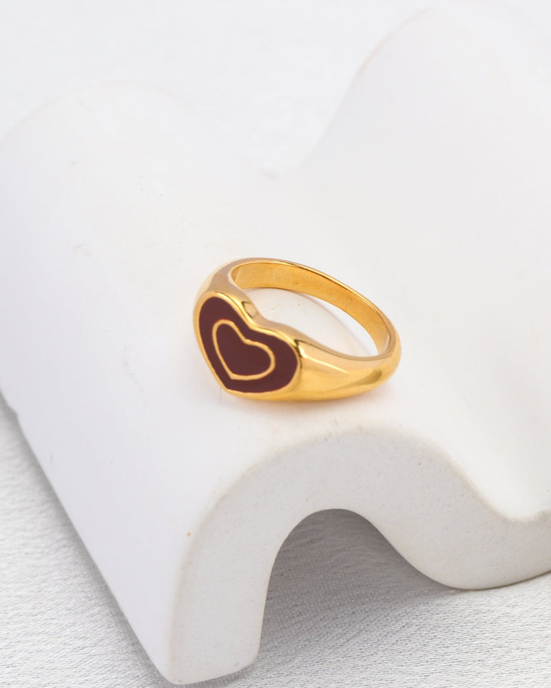 Brown Heart Gold Ring